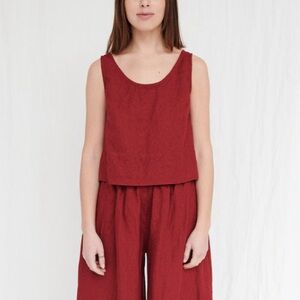 Linenfox Malibu Burgundy Red Linen Tank Top